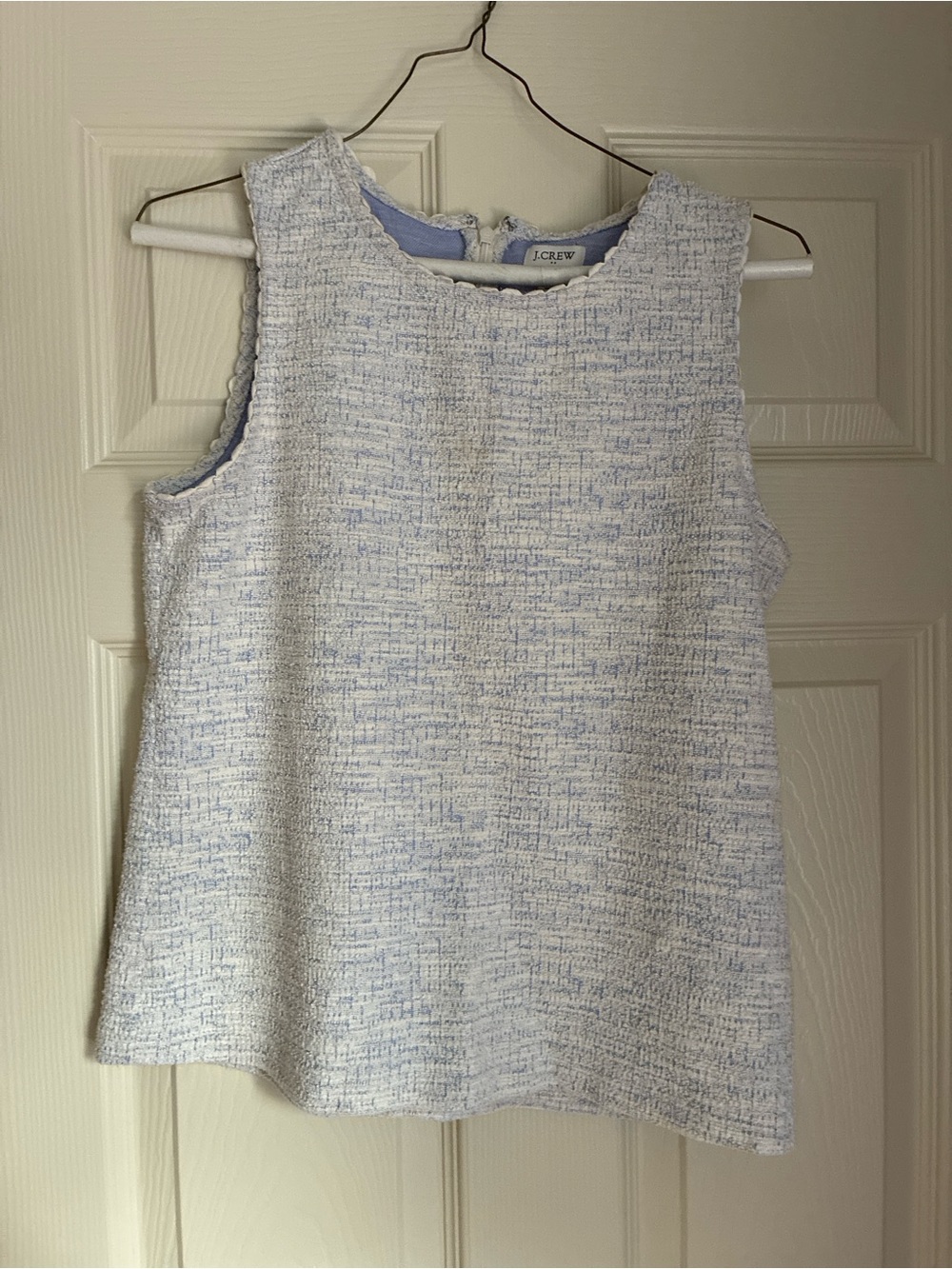 J. Crew Light Blue and White Tweed Sleeveless Shell Top